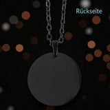 Personalisierte Kette mit Foto | Edelstahl schwarz Coin Rund | Inkl. Kette