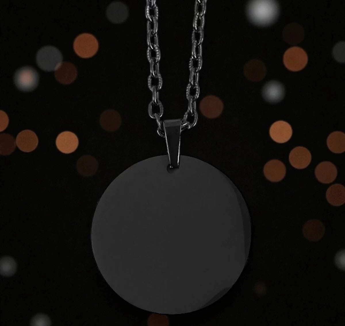 Personalisierte Kette mit Foto | Edelstahl schwarz Coin Rund | Inkl. Kette