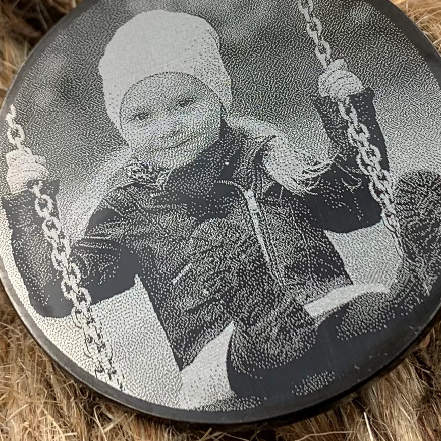 Personalisierte Kette mit Foto | Edelstahl schwarz Coin Rund | Inkl. Kette