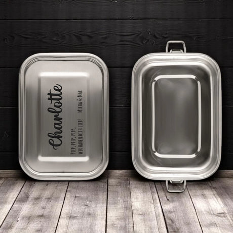 Lunchbox aus Edelstahl | Selbst designen und personalisieren | Name, Text, viele Motive