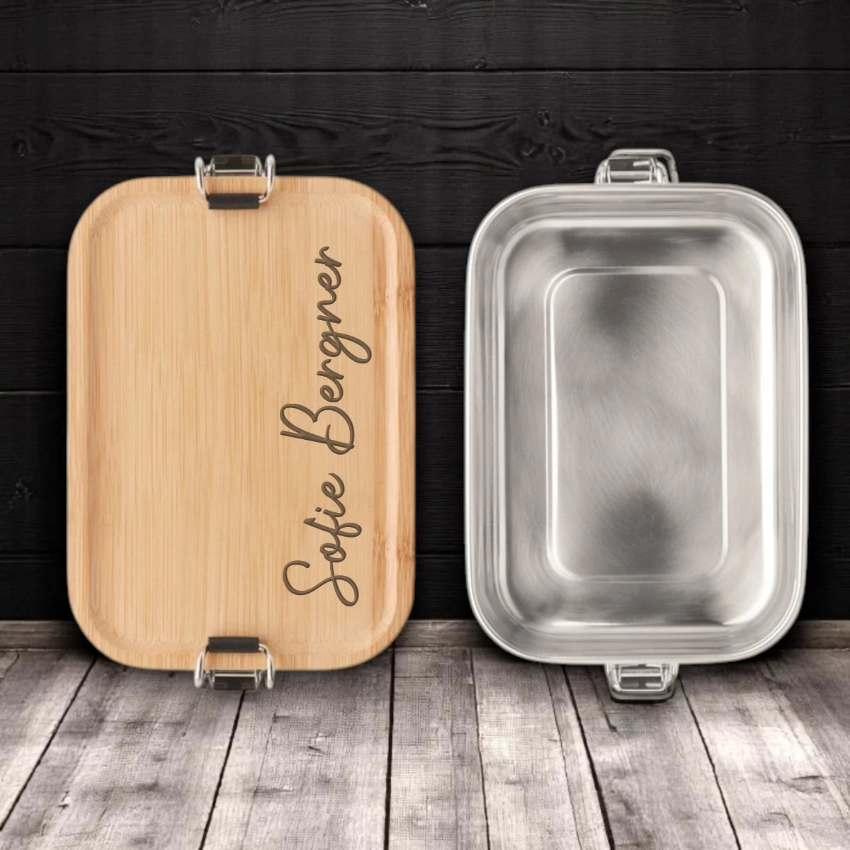 Personalisierte Lunchbox "Bambus" | Selbst gestalten und designen | Name, Text, Motive frei wählbar