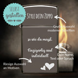 Zippo®Slim mit Gravur | Black Ice | Personalisiertes Sturmfeuerzeug