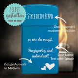 Zippo®Slim mit Gravur | High Polish Blue - Sapphire | Personalisiertes Sturmfeuerzeug