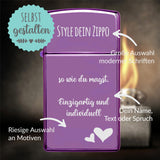 Zippo®Slim mit Gravur | High Polish Purple - Abyss | Personalisiertes Sturmfeuerzeug