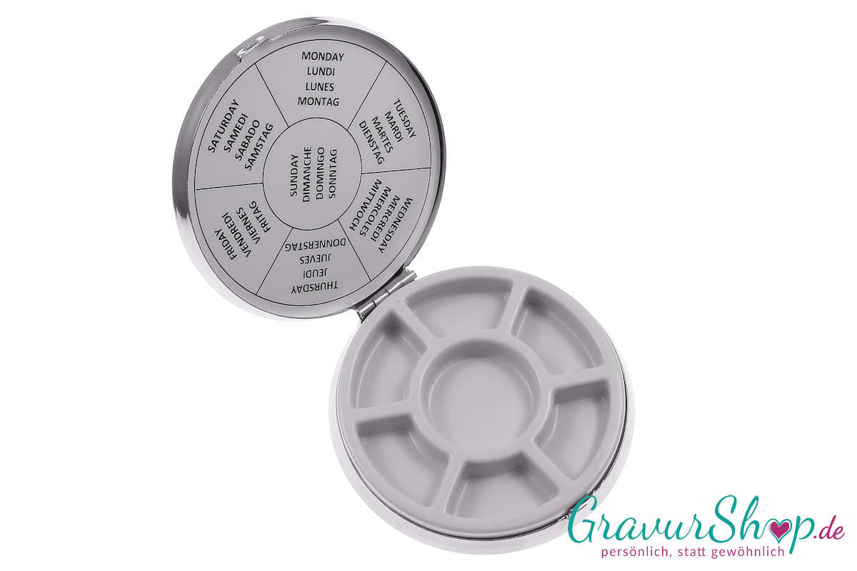 Pillendose Nr. 20 mit Gravur 7 Fächer