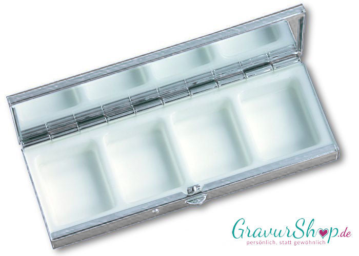 Pillendose Nr. 08 mit Gravur 4 Fächer