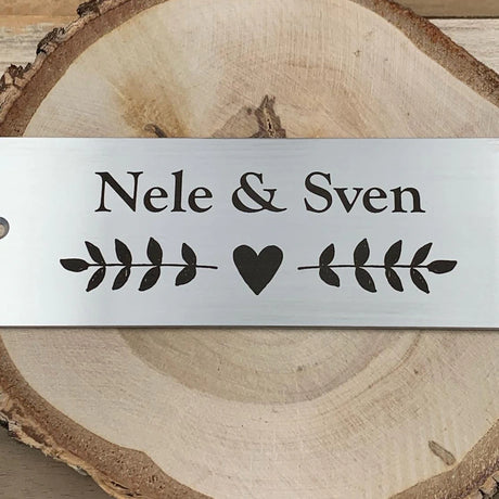Hochzeitsschild Edelstahl | Personalisiert mit Name, Datum oder Text | Eckig