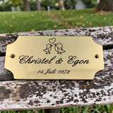 Hochzeitsschild Messing | Personalisiert mit Name, Datum oder Text | Eckig abgerundete Ecken