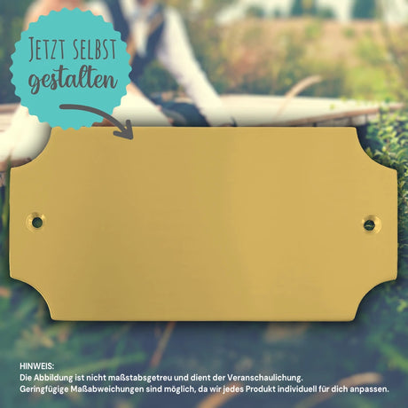 Hochzeitsschild Messing | Personalisiert mit Name, Datum oder Text | Eckig abgerundete Ecken