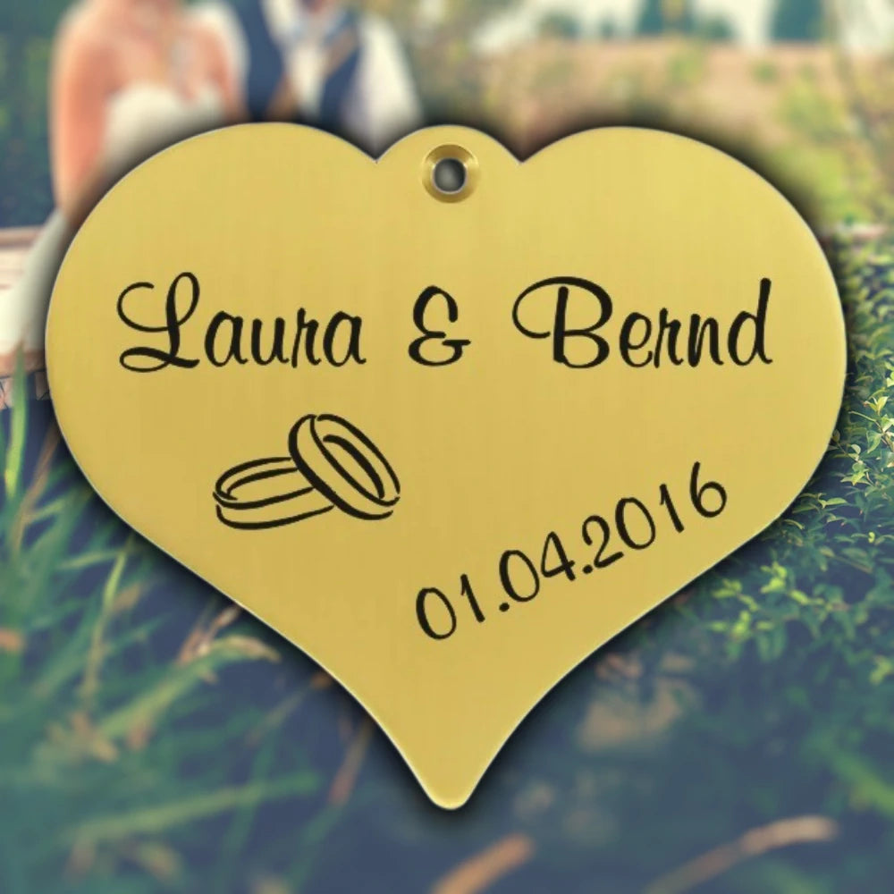 Wedding Sign Brass | Personalized with Name, Date or Text | Heart
