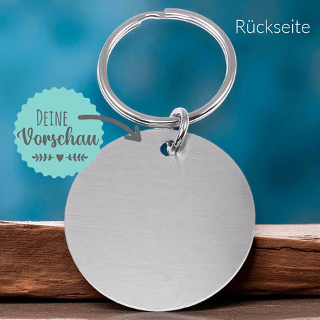 Personalisierter Schlüsselanhänger mit Fotogravur | Dein Lieblings-Bild graviert | RUND