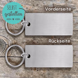 Eckiger Edelstahl Schlüsselanhänger mit Personalisierter Gravur - Gravurshop