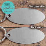 Edelstahl Schlüsselanhänger in Ovaler Form mit Gravur - Gravurshop