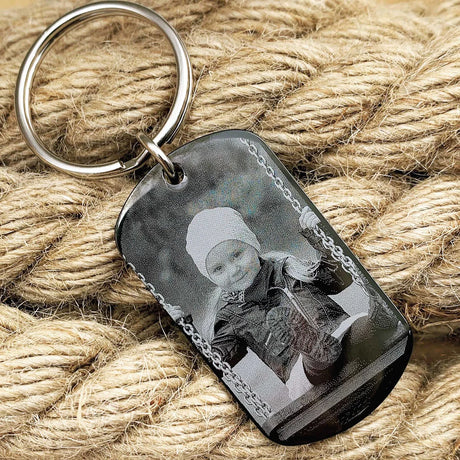 Personalisierter Schlüsselanhänger deinem Foto | Dein Bild graviert | DOGTAG schwarz