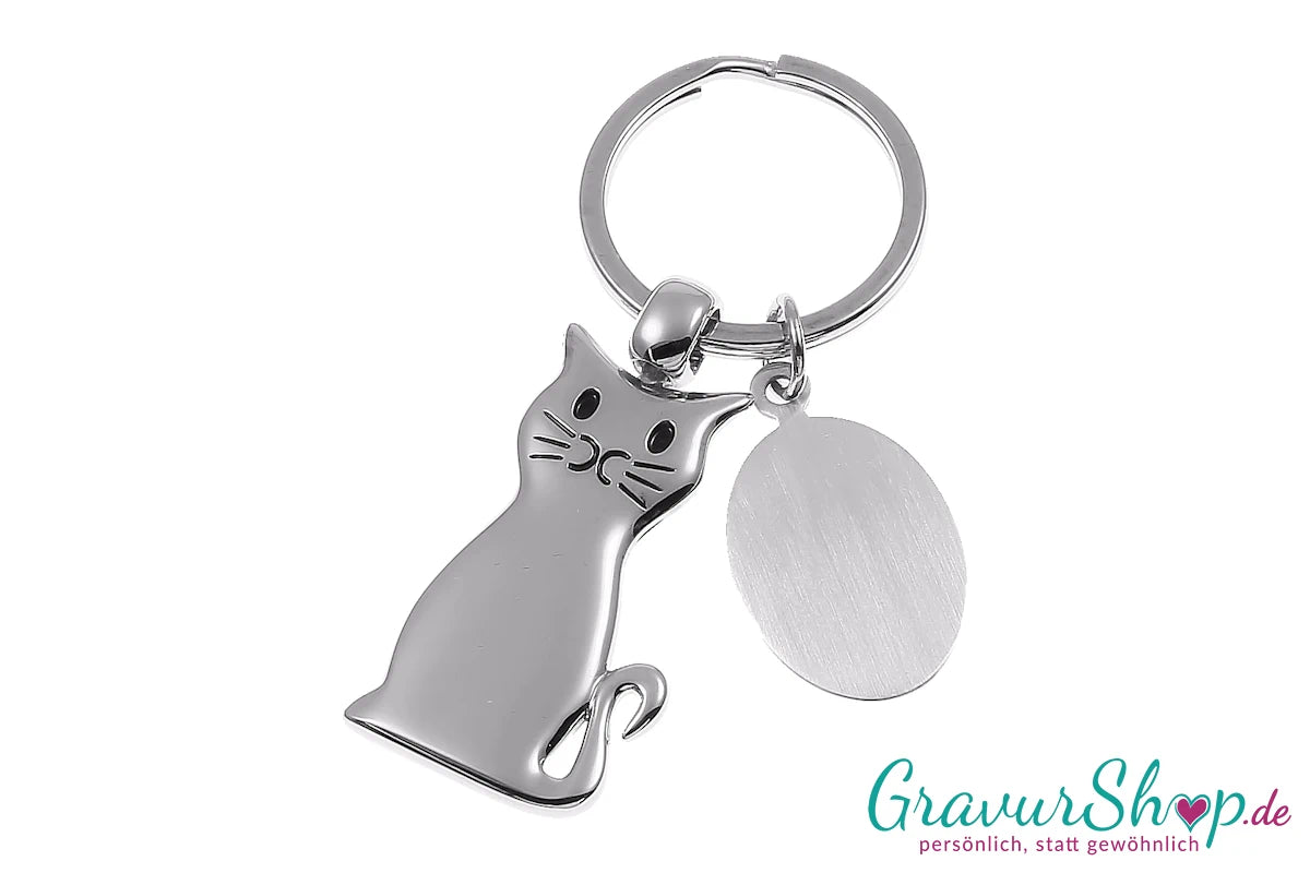 Schlüsselanhänger 46 Katze mit Gravur