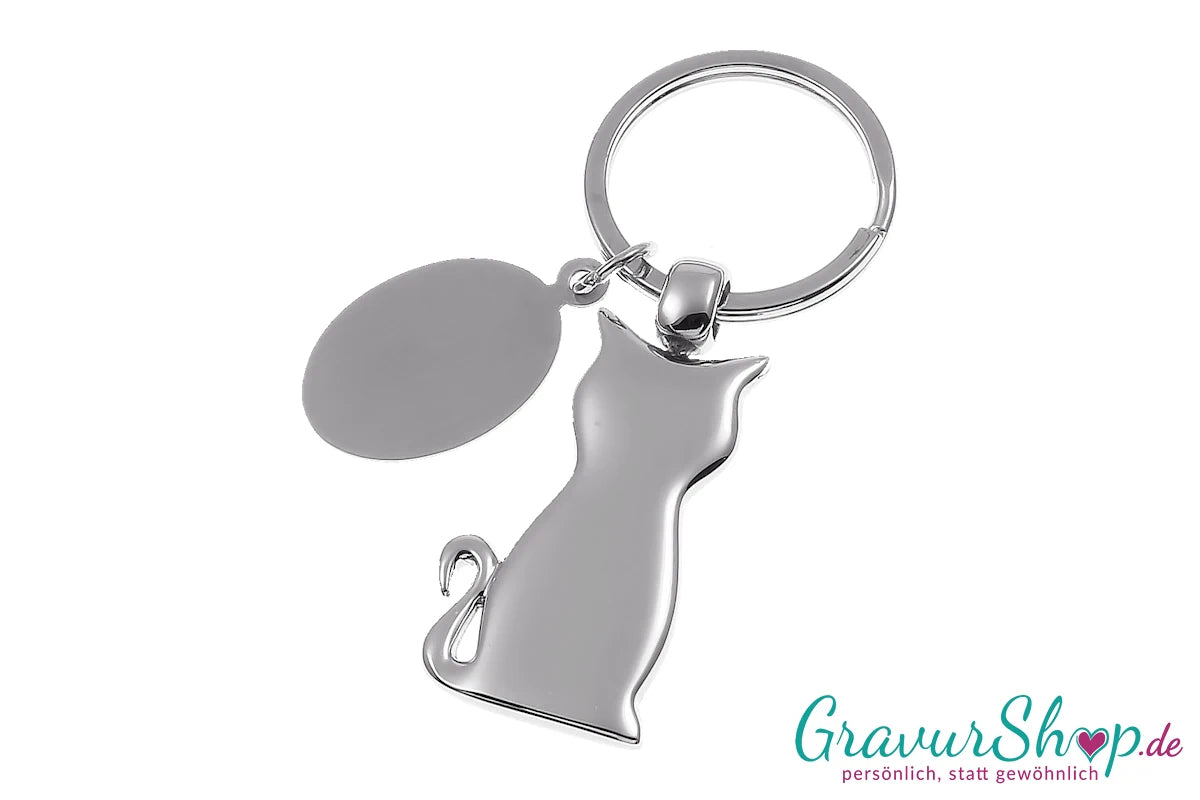 Schlüsselanhänger Katze mit Gravur