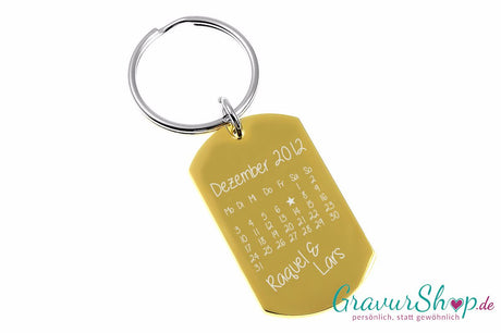 Schlüsselanhänger Nr. 16 Gold mit Gravur - Kalender C