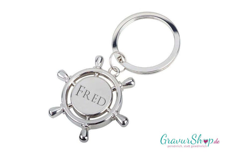 Steuerrad-Schlüsselanhänger 32, ca. 45 mm, Gravurbeispiel – personalisiert mit deinem Namen