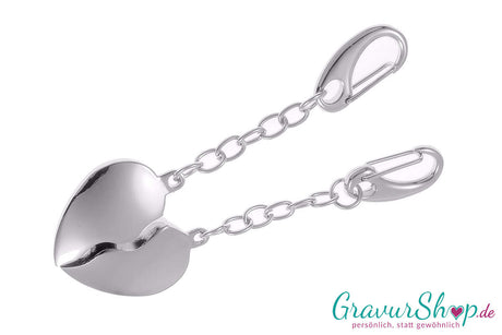 Partner-Schlüsselanhänger 45 als teilbares Herz aus massivem Metall – individuell graviert, Gravur kostenlos
