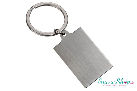 Eckiger Schlüsselanhänger 56 „Drive safe“, Rückseite – inkl. Gravur