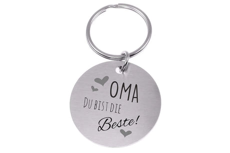 Runder Oma-Schlüsselanhänger 61 Style 1, Ø ca. 40 mm – mit Namensgravur