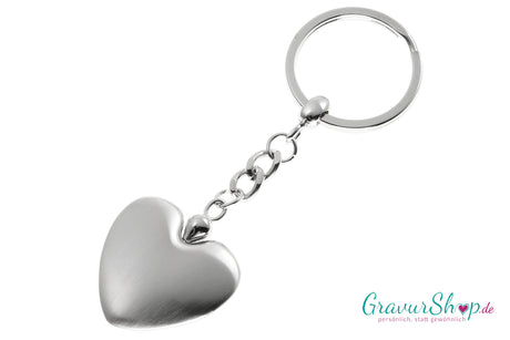 Stabiler Herz-Schlüsselanhänger 68 mit Schlüsselring, ca. 35 × 106 mm – mit Gravur, kostenlos personalisiert