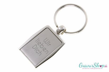 Foto-Schlüsselanhänger 73 für ein Bild (ca. 28 × 17 mm), Gravurbeispiel – personalisierbar mit deinem Namen
