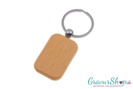Rechteckiger Schlüsselanhänger aus Holz, 44 × 30 mm – gratis graviert