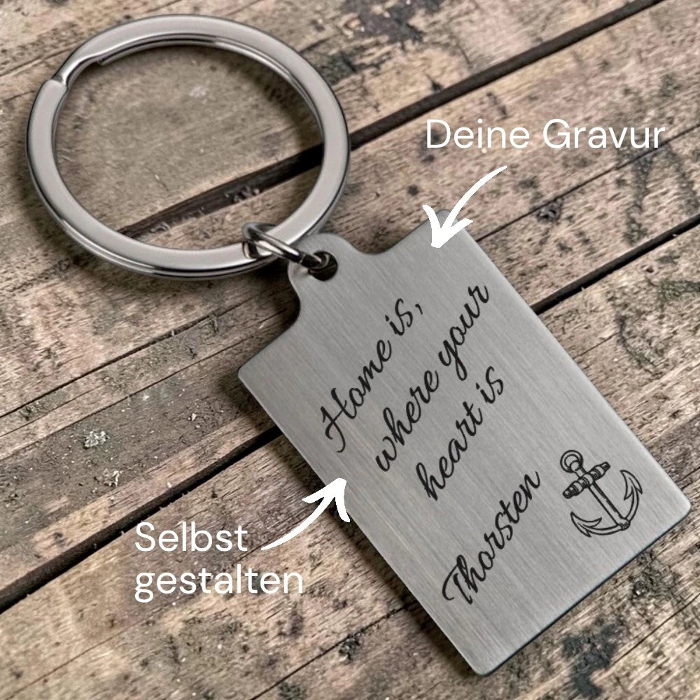 Edelstahl Schlüsselanhänger Eckig mit Personalisierter Gravur - Gravurshop