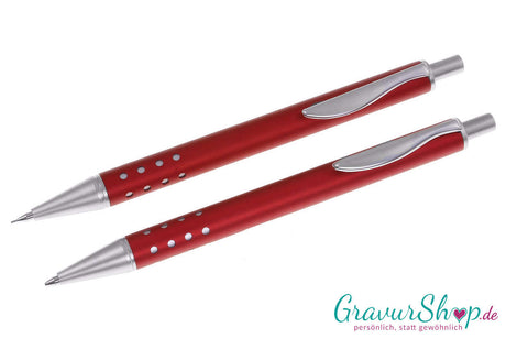 Schreibset 17 e Rot Aluminium mit Gravur