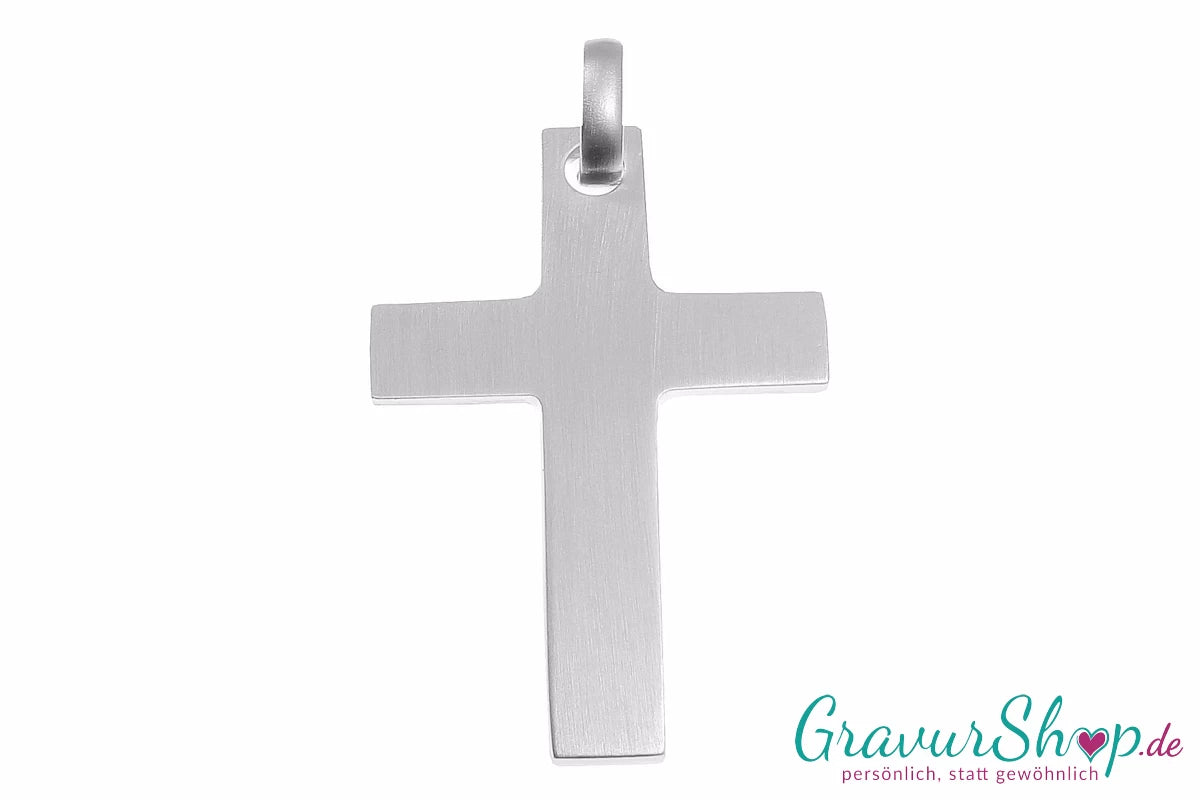 925er Silber Kreuz matt 14 mit Gravur