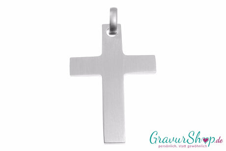 925er Silber Kreuz matt 14 mit Gravur