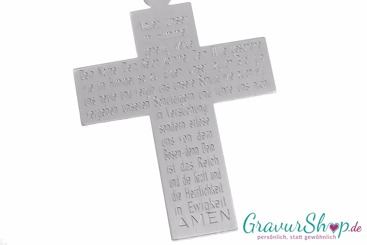 925er Silber Kreuz *Vater unser* mit Gravur