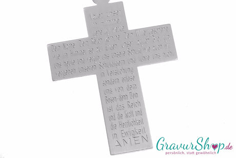 925er Silber Kreuz *Vater unser* mit Gravur