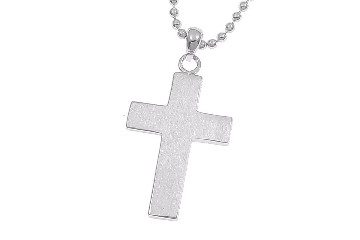 925er Silber Kreuz matt 03 mit Gravur