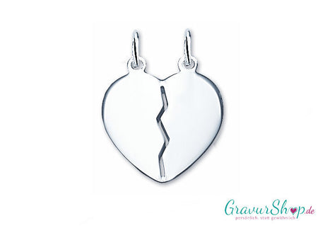 Silber Herz Partneranhänger 03 mit Gravur