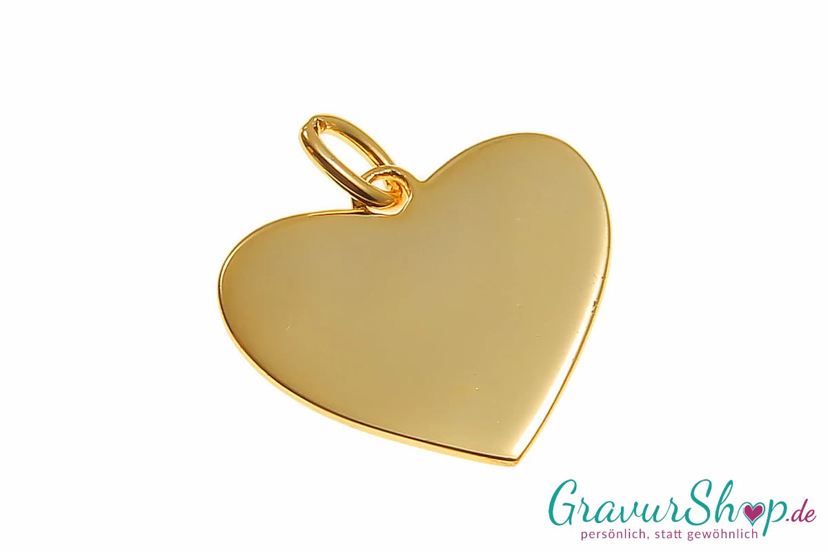 925er Herzanhänger gold 20 mm inkl. Gravur