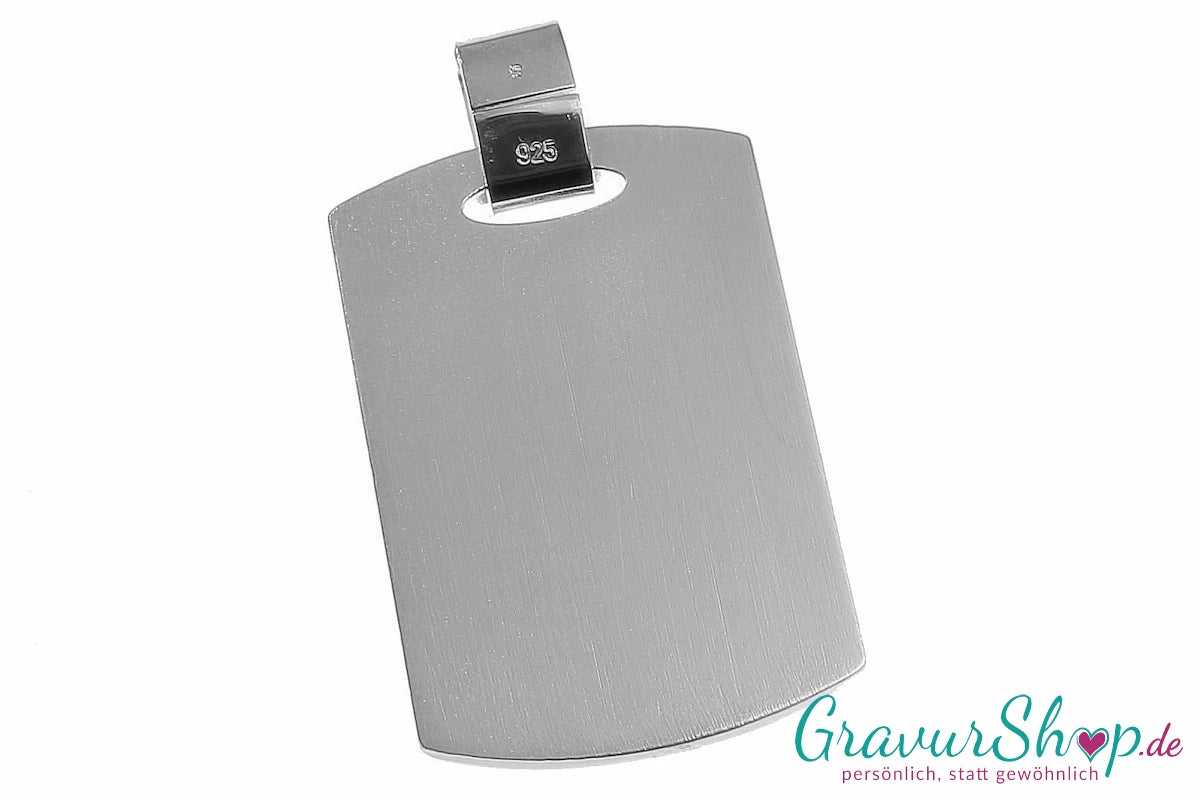 925er Silberanhänger Rückseite mit Gravur