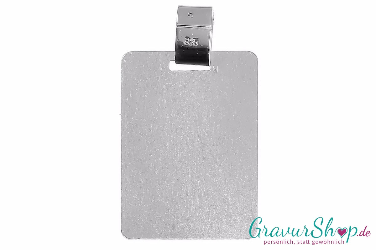 925er Silberanhänger Rückseite mit Gravur