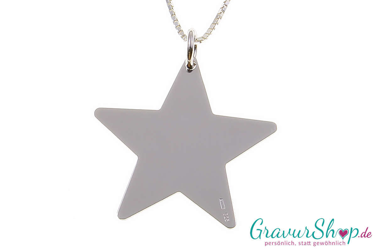 925er Sterlingsilber Sternanhänger Rückseite mit Gravur