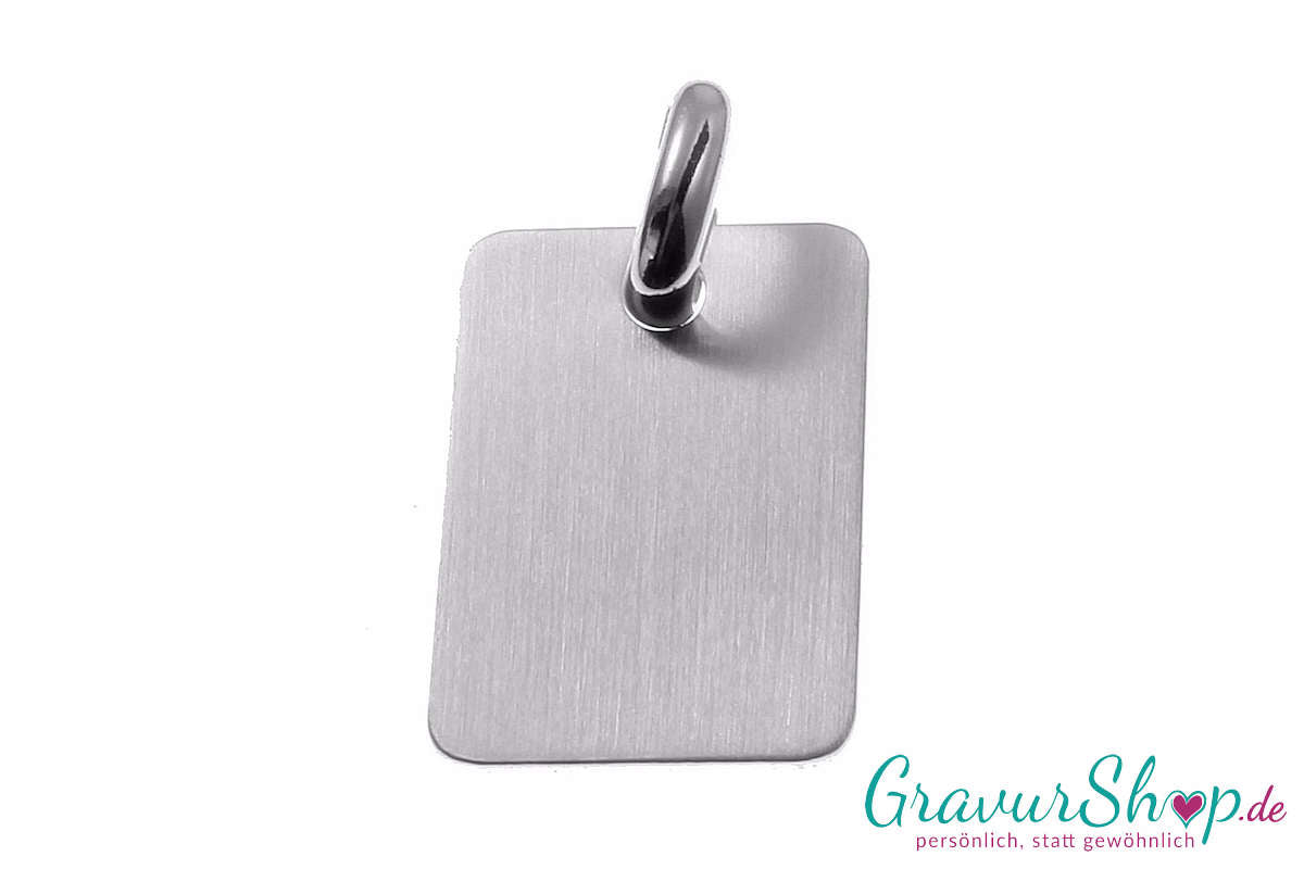 925er Sterling Silberanhänger rhodiniert mit großer Öse inkl. Gravur