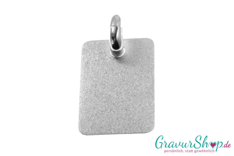Rechteckiger 925er Sterling Silberanhänger Rückseite mit Gravur