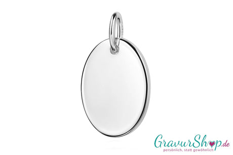 Ovaler Gravuranhänger 49 aus 925er Silber, 15 × 11 mm, vorne poliert – inkl. Namensgravur