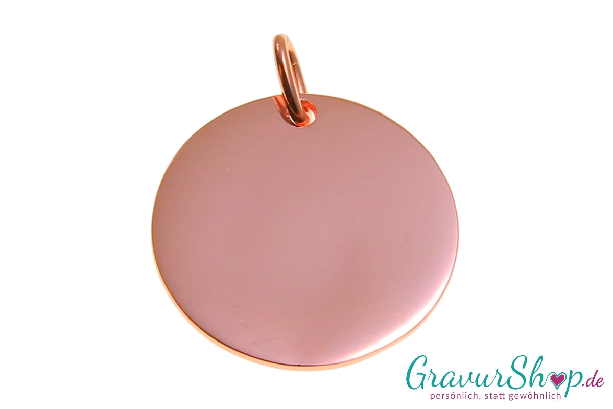 925er Silber Anhänger Scheibe rosegold 20 mm inkl. Gravur
