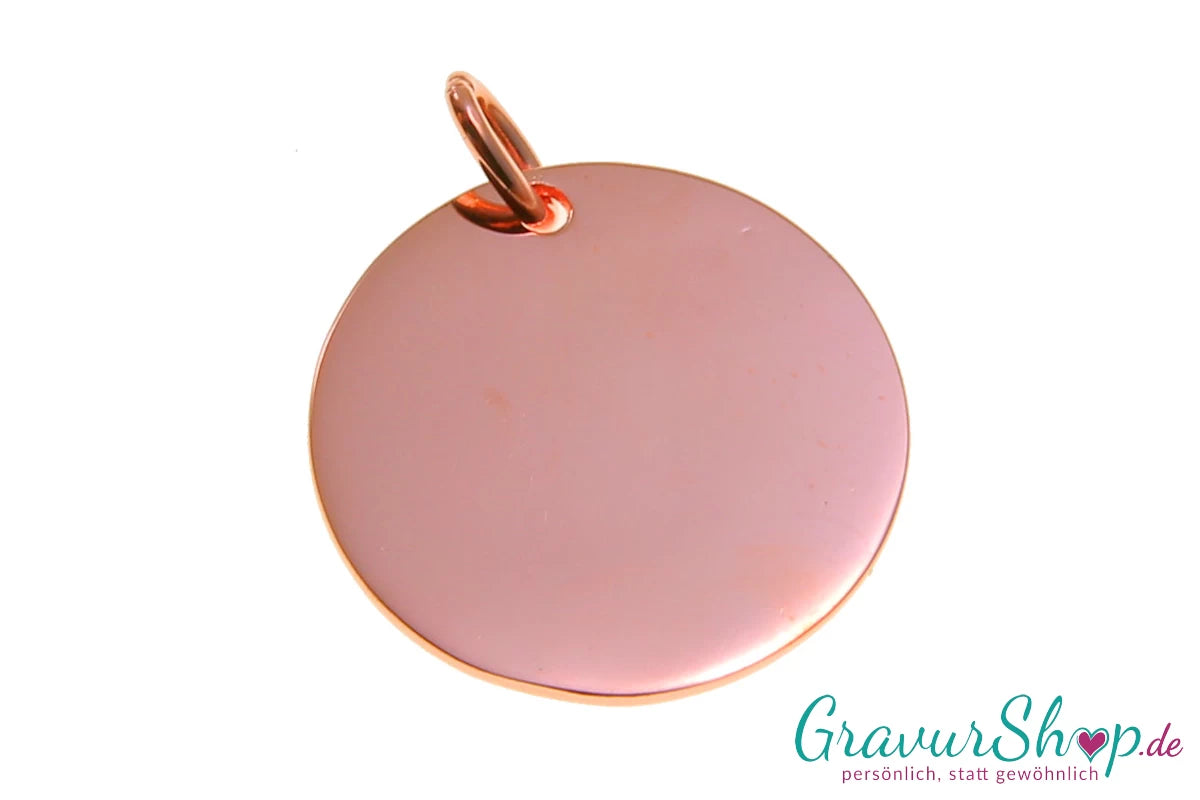 925er Silberanhänger Scheibe rosegold 20 mm inkl. Gravur