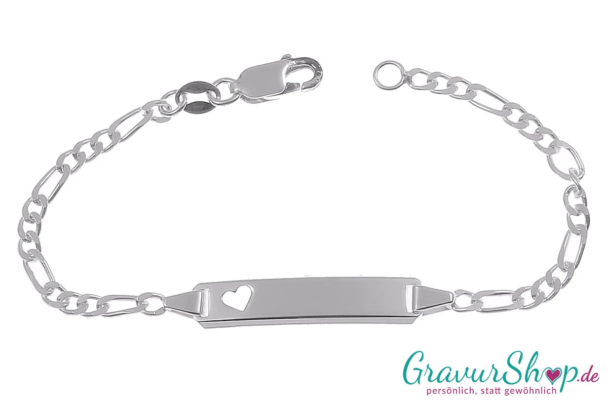 925er Armband 14-16cm mit Herzchen personalisierbar