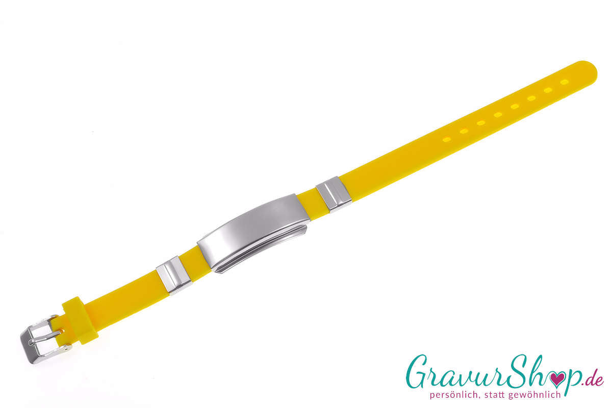 Notfallarmband 07 gelb mit Gravur