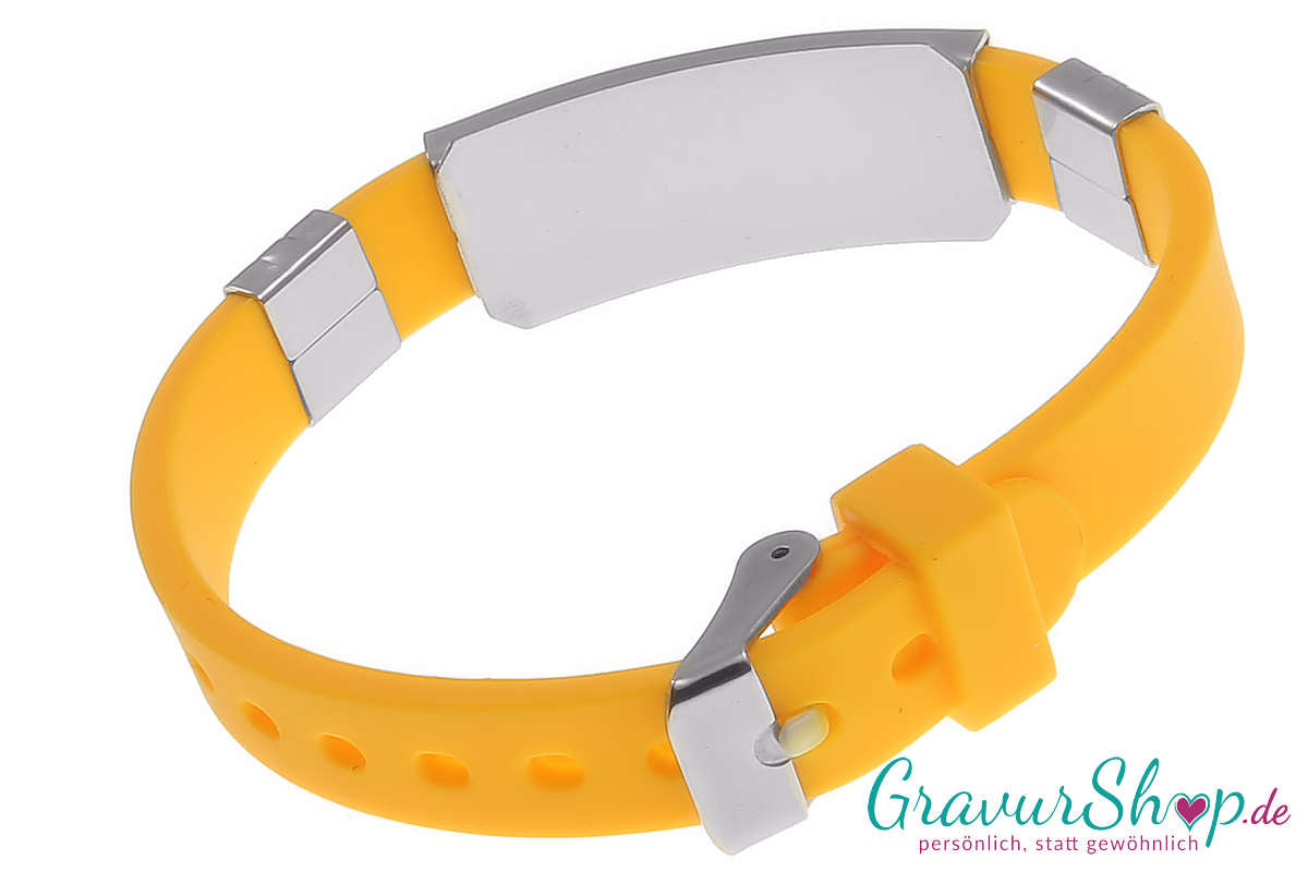 Notfallarmband 07 gelb mit Gravur