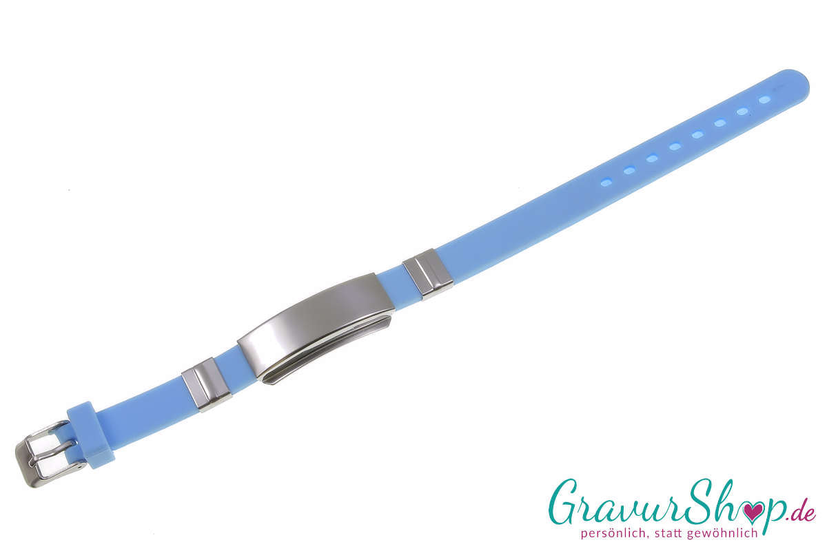 Notfallarmband 07 hellblau mit Gravur