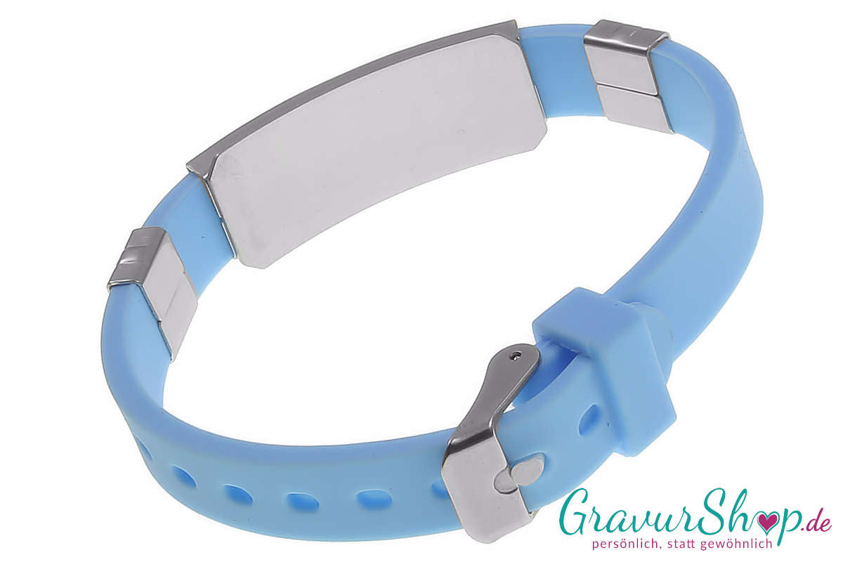 Notfallarmband 07 hellblau mit Gravur